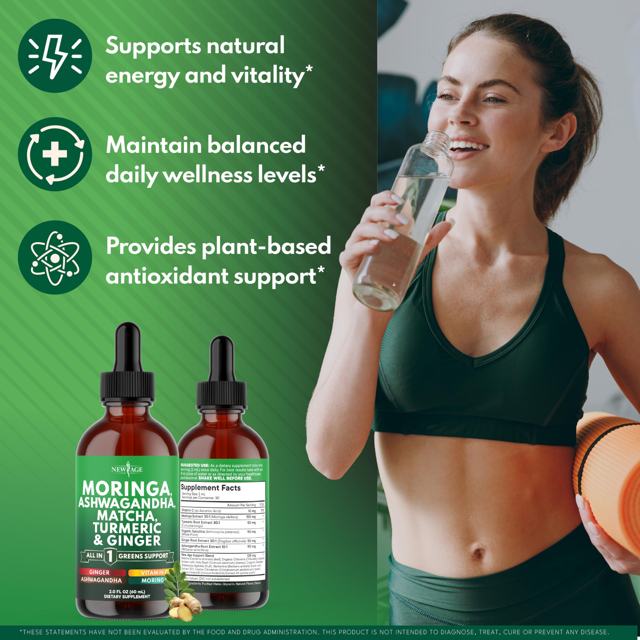 NEW AGE Moringa Drops with chlorophyll for vitality and digestion