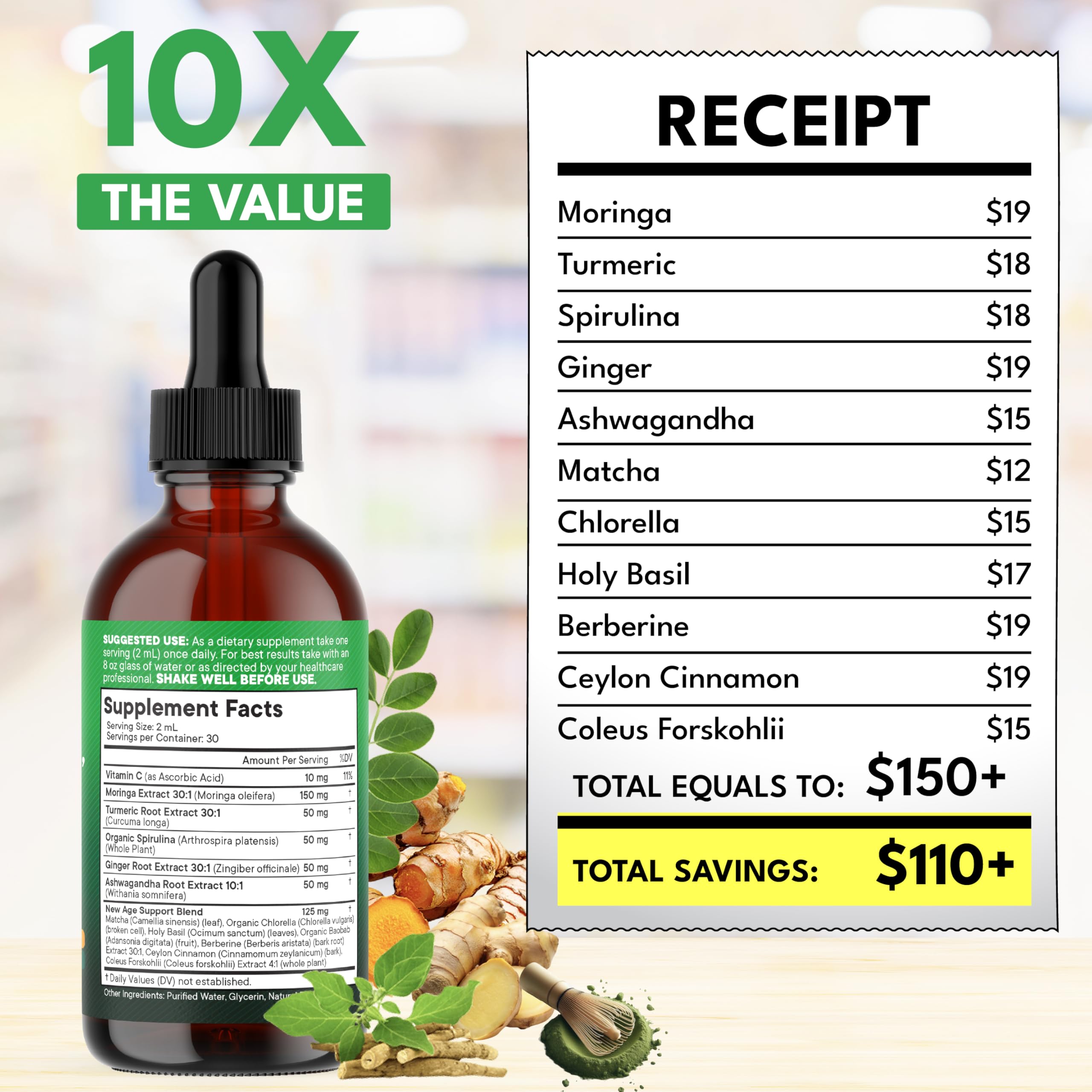 NEW AGE Moringa Drops packaging highlight clean vegan formula