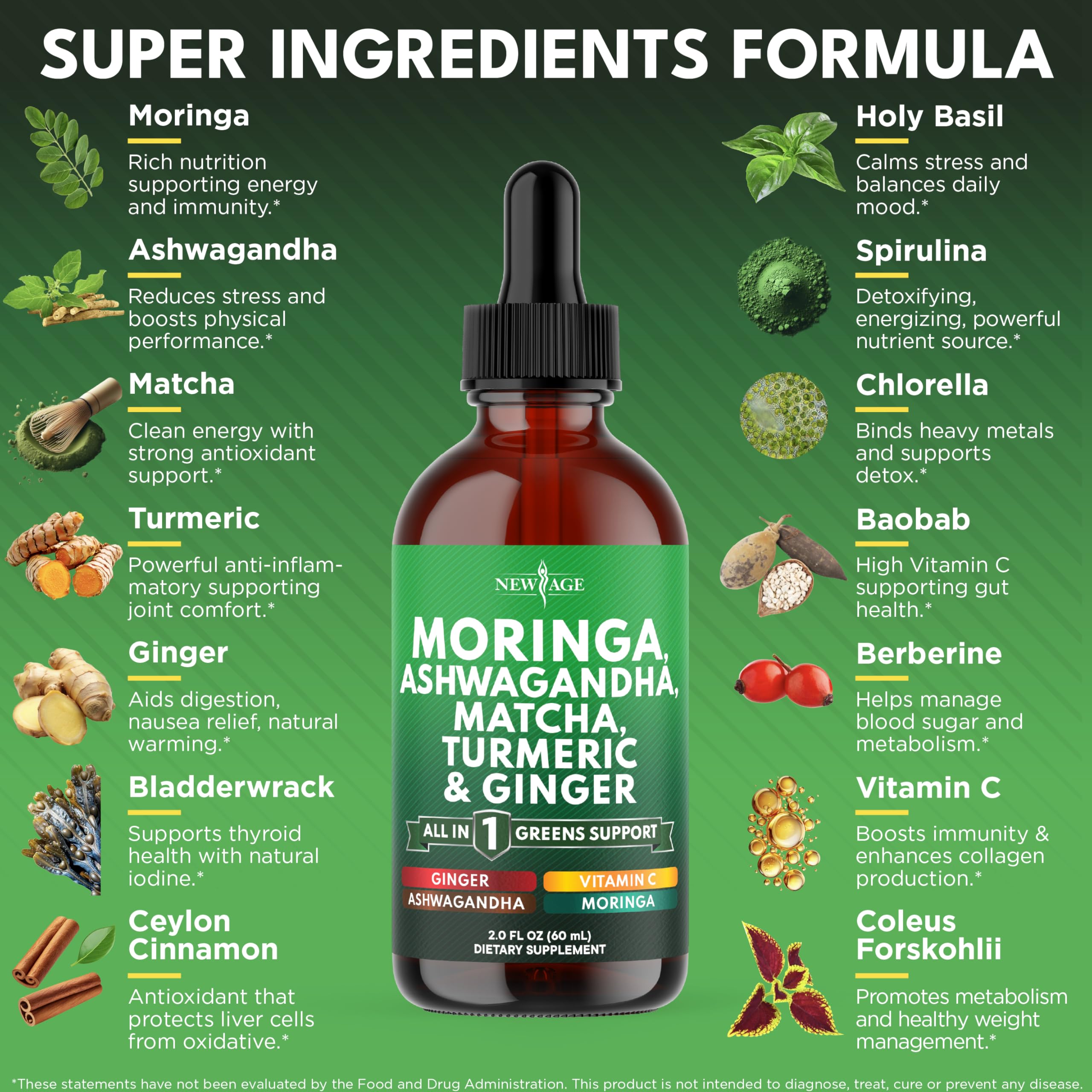 NEW AGE Moringa Drops pouring into a glass for easy dosing