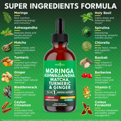 NEW AGE Moringa Drops pouring into a glass for easy dosing
