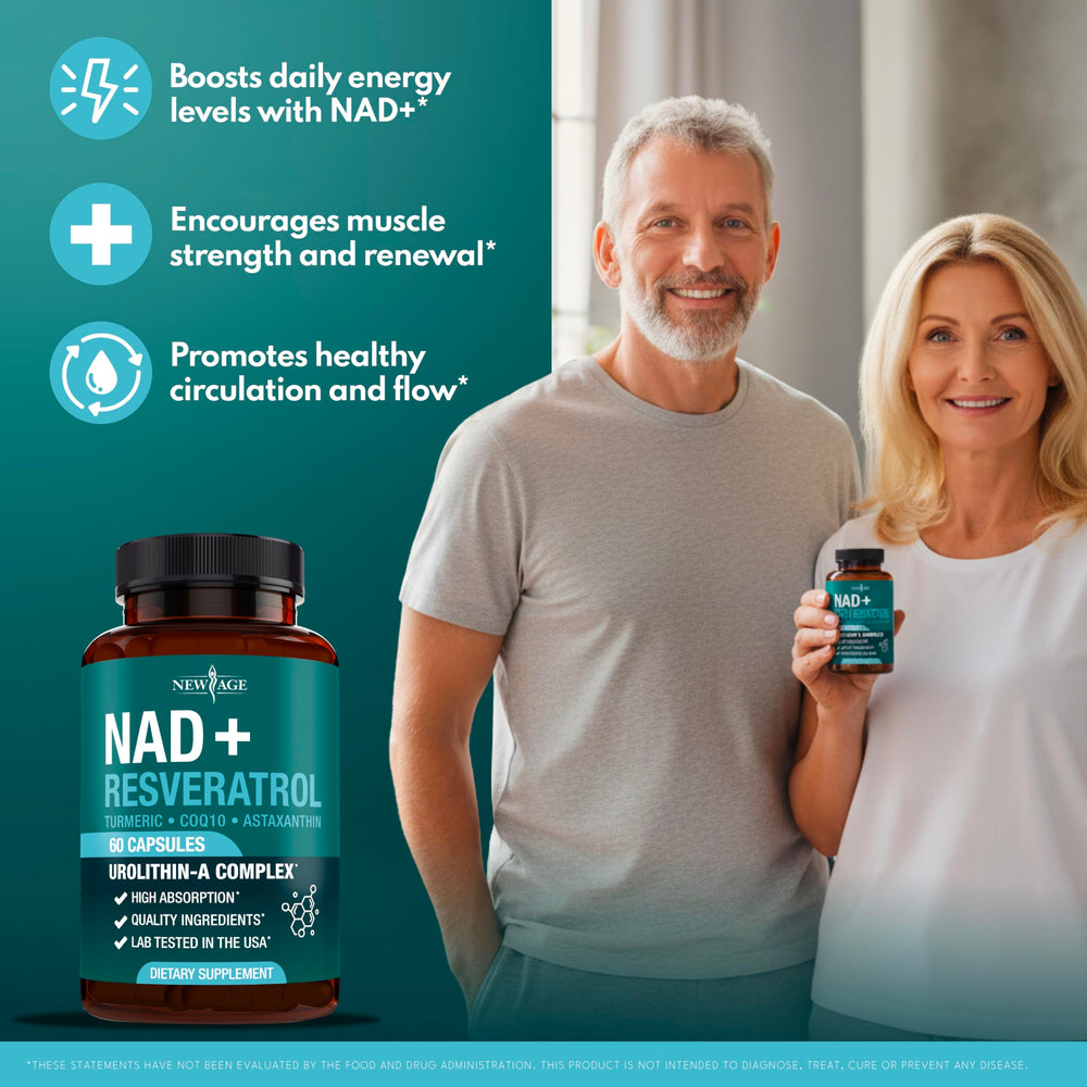 NEW AGE NAD+ capsules-pack shown for a simple two-capsule daily routine