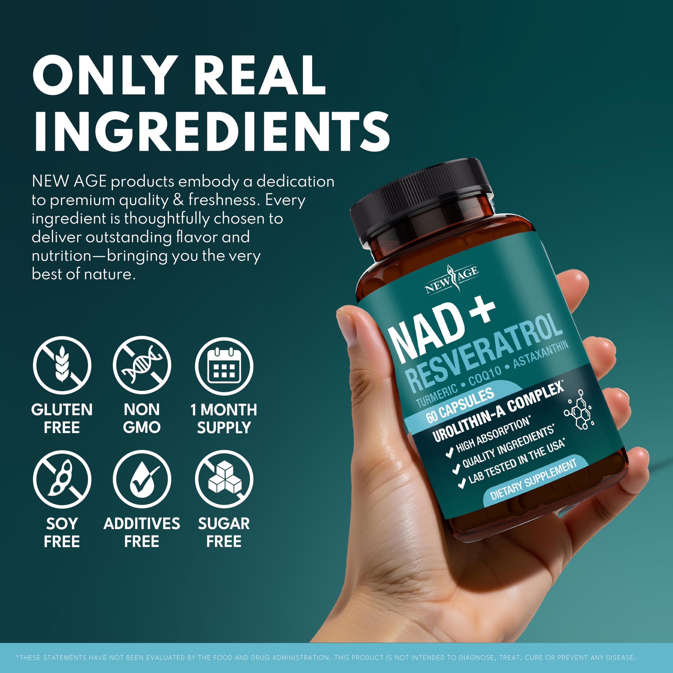 NEW AGE NAD+ USA-made facility label close-up signaling quality testing