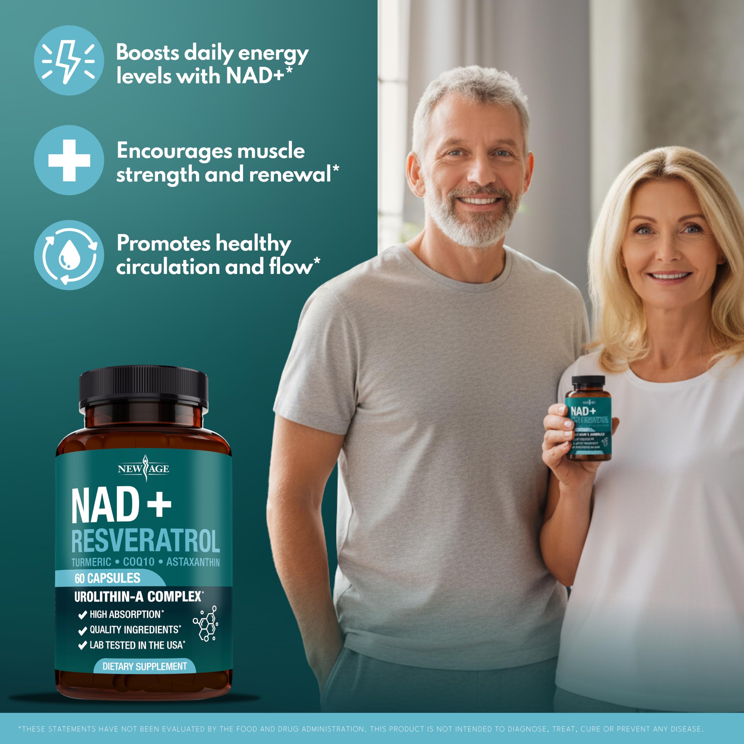 NEW AGE NAD+ label detail highlights purity and ingredients