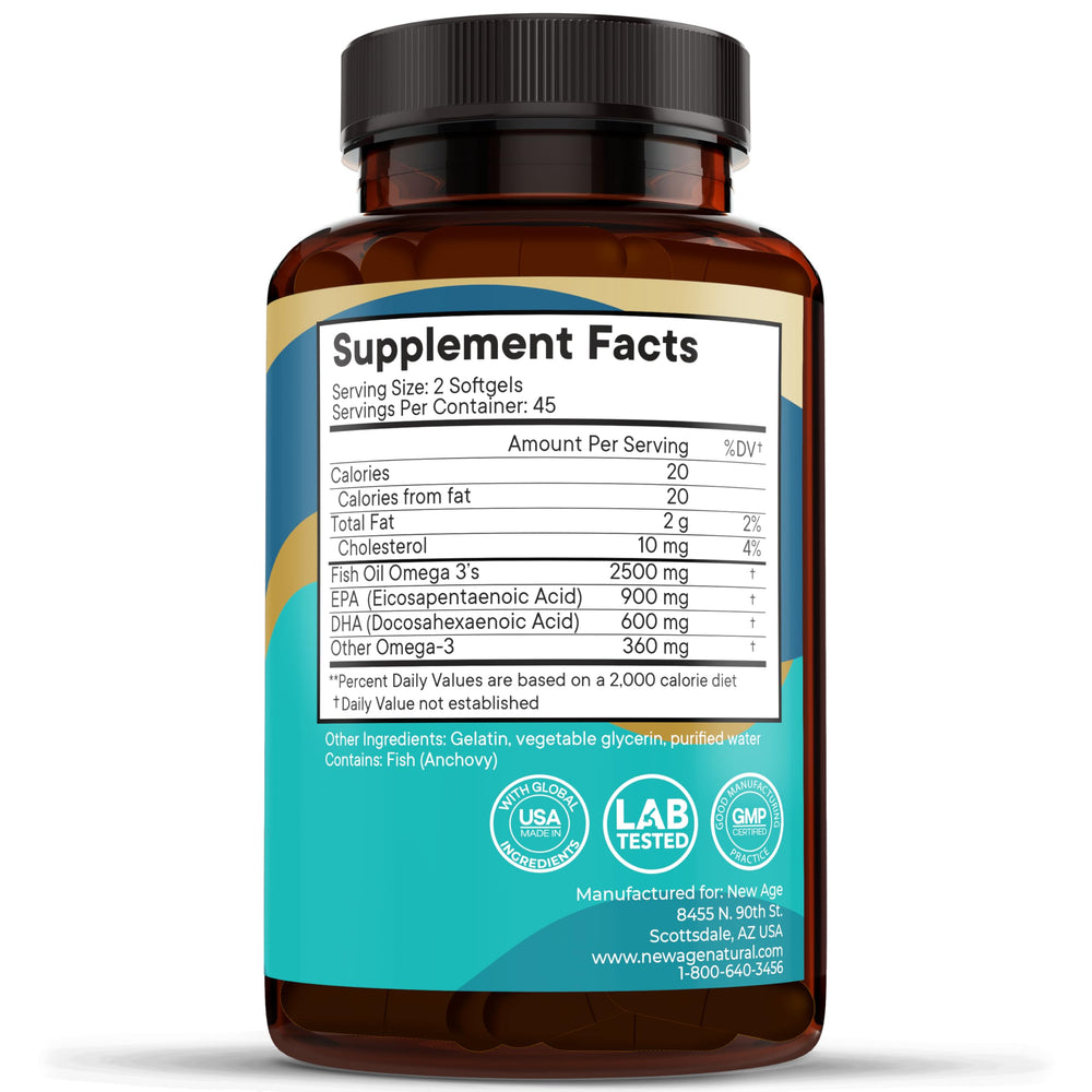 NEW AGE Omega 3-usage-with-meals portrays simple daily supplementation.