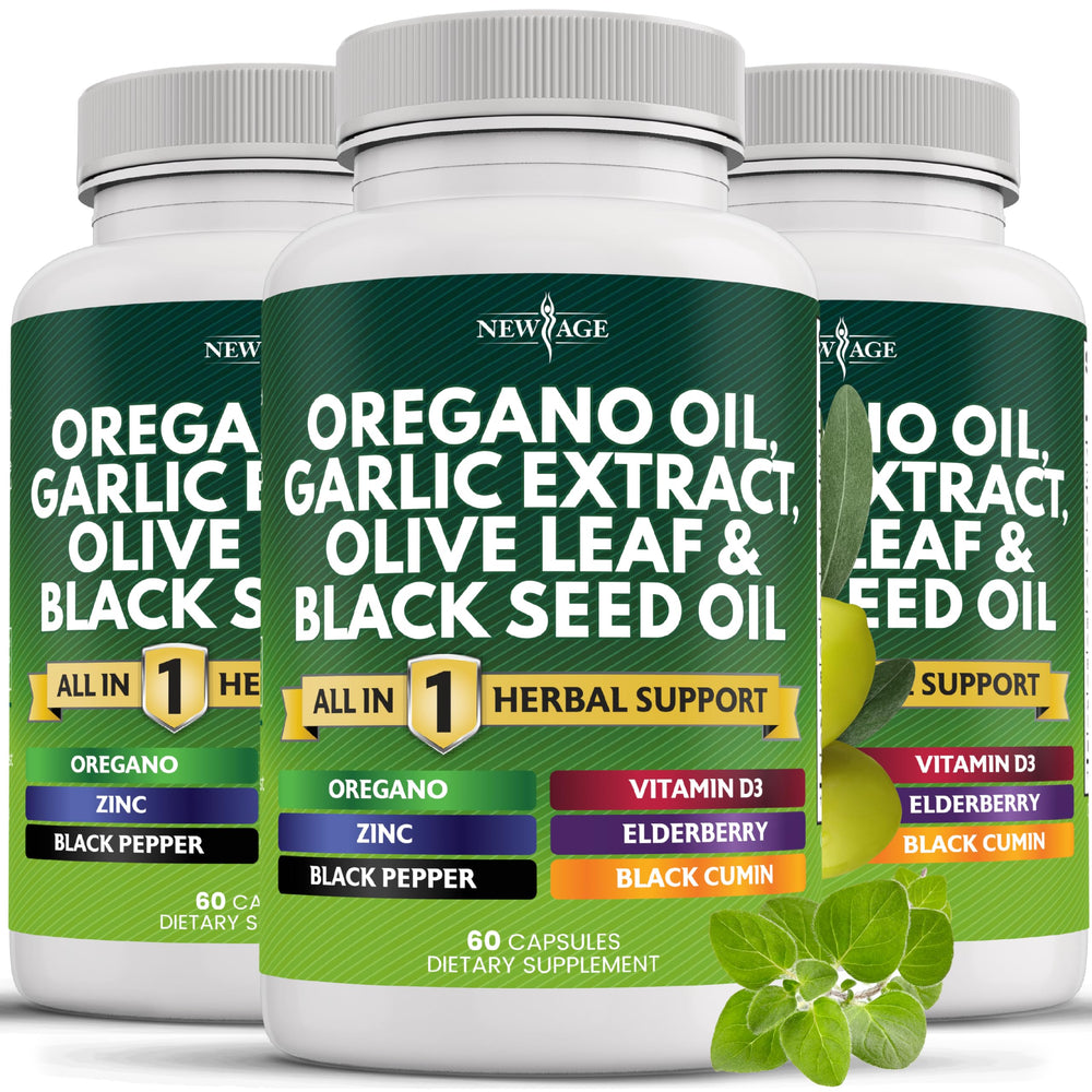 New Age oregano oil garlic extract olive leaf astragalus capsules for daily wellness