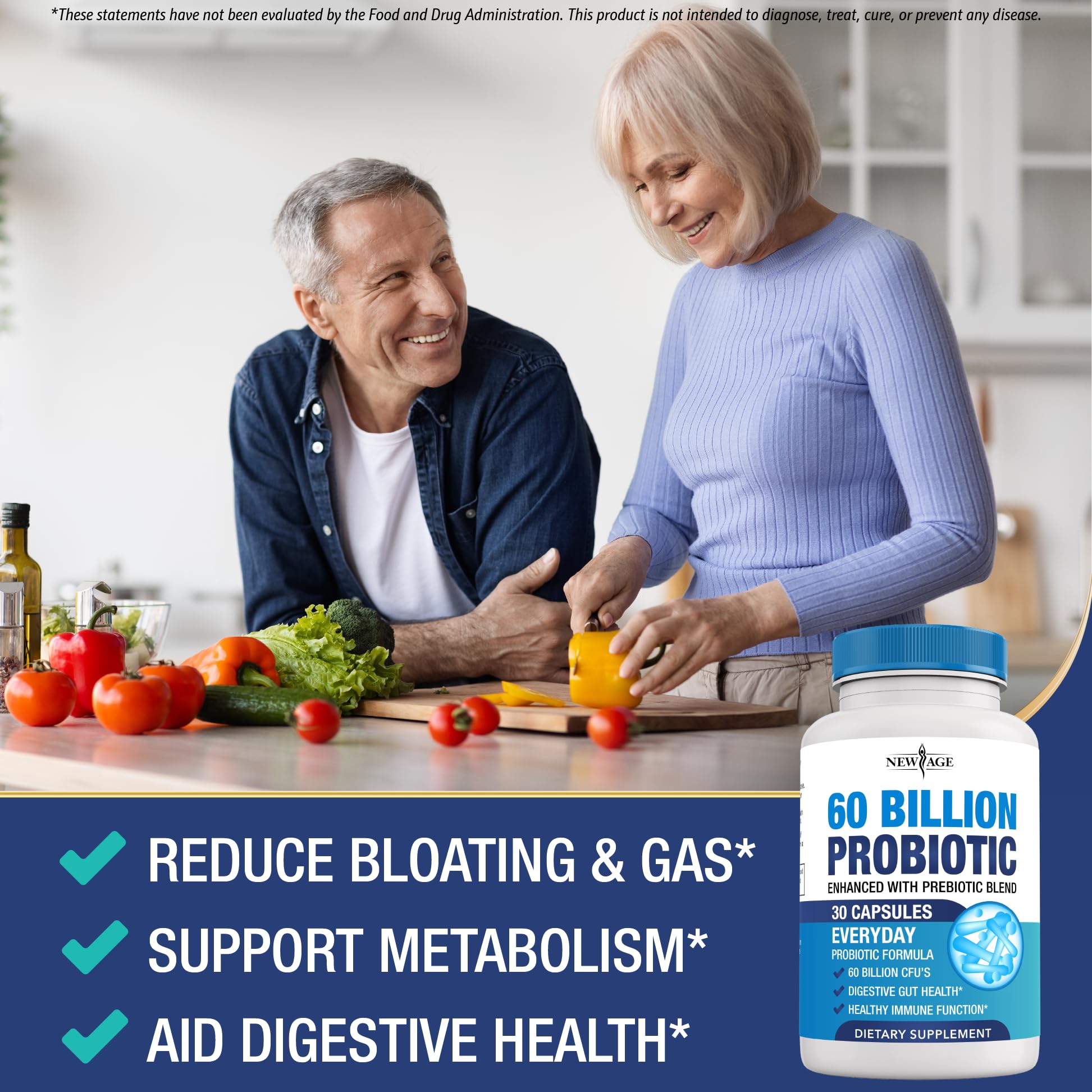 New Age Probiotics shelf-stable pack for convenient storage.