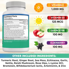 New Age Quercetin Zinc Vitamin D bottle emphasizing absorption with black pepper extract.