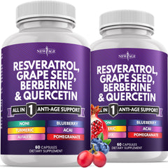 NEW AGE Resveratrol–Berberine bottle with capsules for convenient daily wellness support