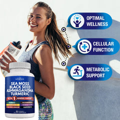 NEW AGE Sea Moss capsules close-up for easy daily supplementation