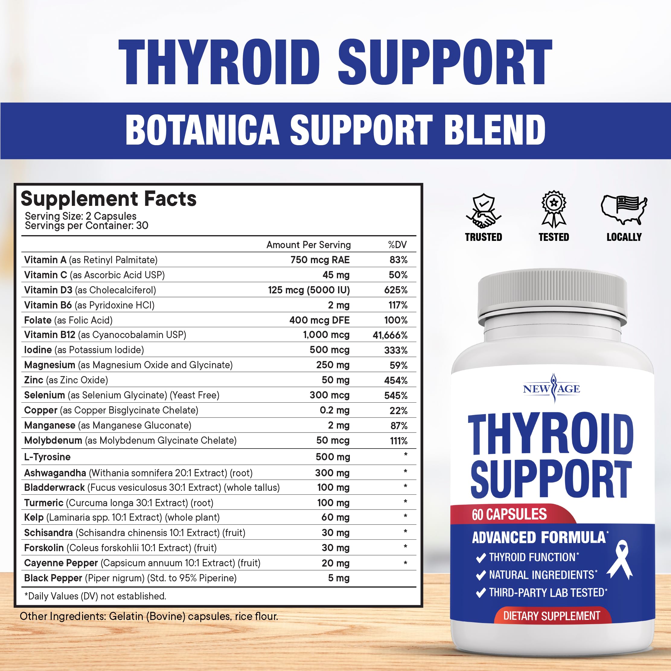 NEW AGE Thyroid Support bladderwrack ingredient closeup highlighting iodine sources