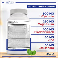 NEW AGE Thyroid Support capsules closeup showing two-capsule daily dose