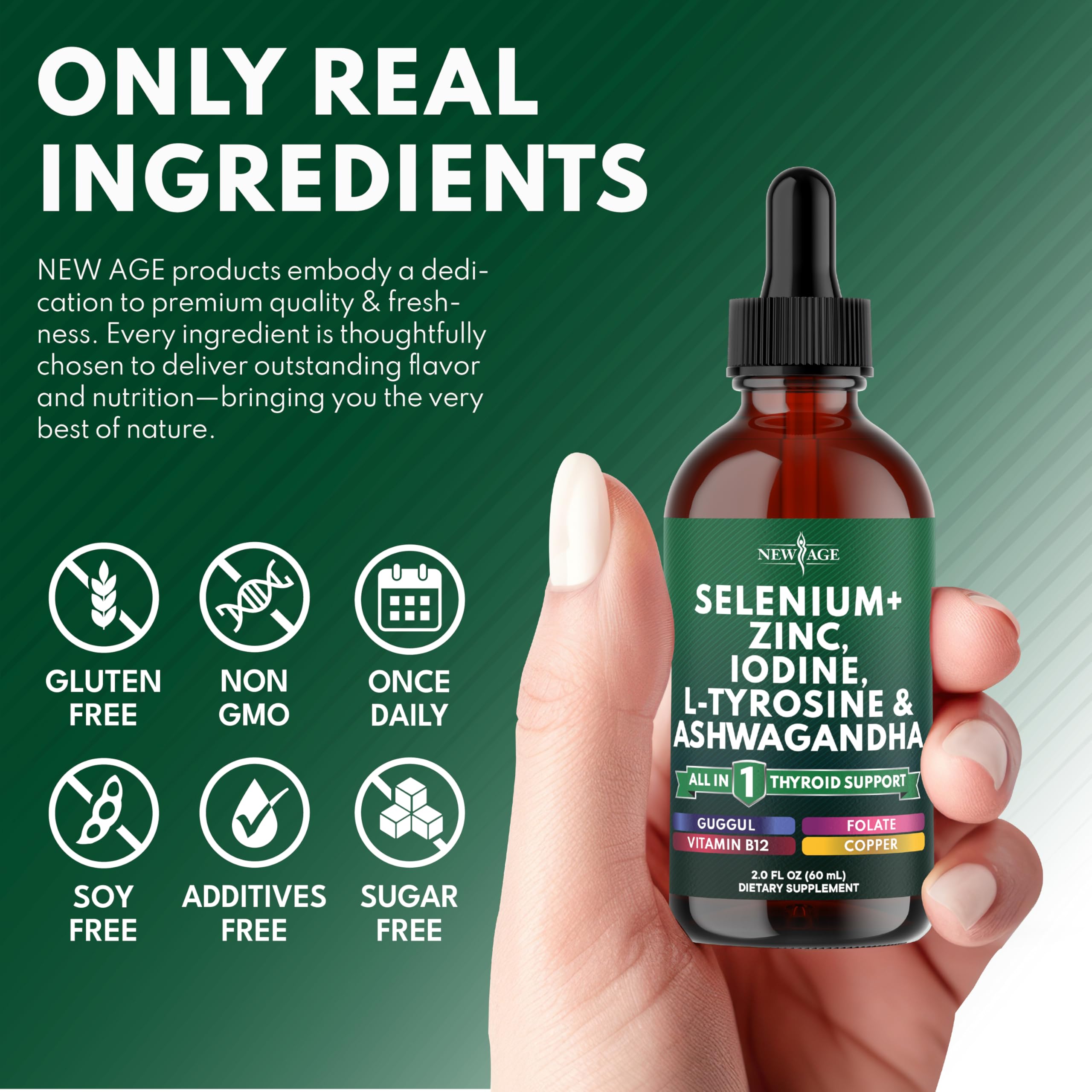 NEW AGE Thyroid Support Drops dropper ready for easy daily use
