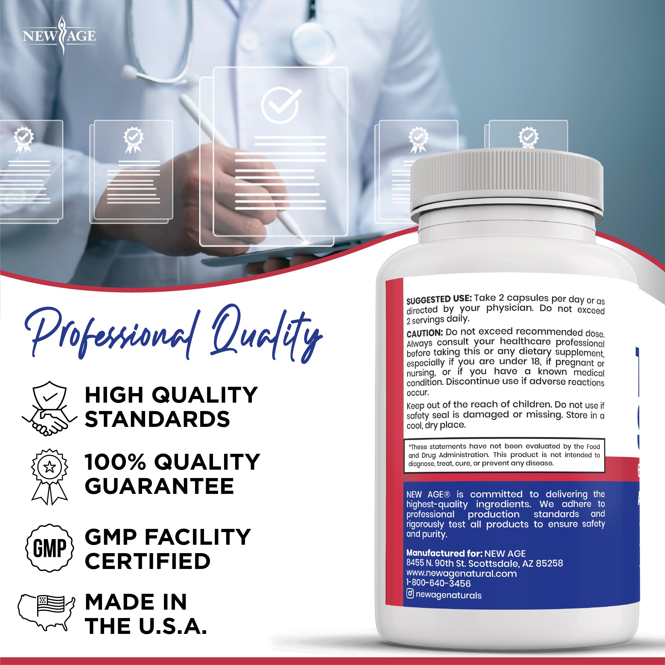 NEW AGE Thyroid Support label zoom emphasizing quality and purity
