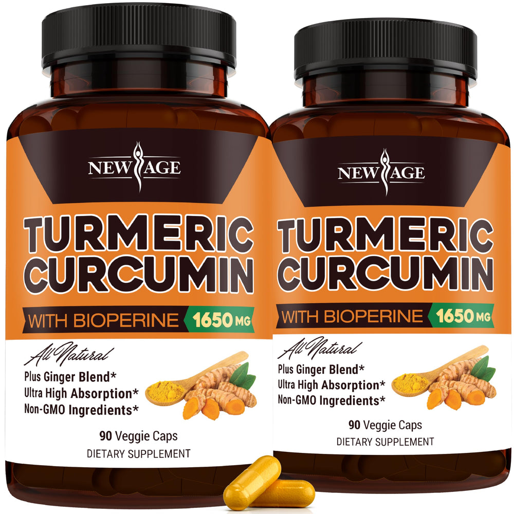 NEW AGE Turmeric Curcumin Capsules bottle front for daily wellness support