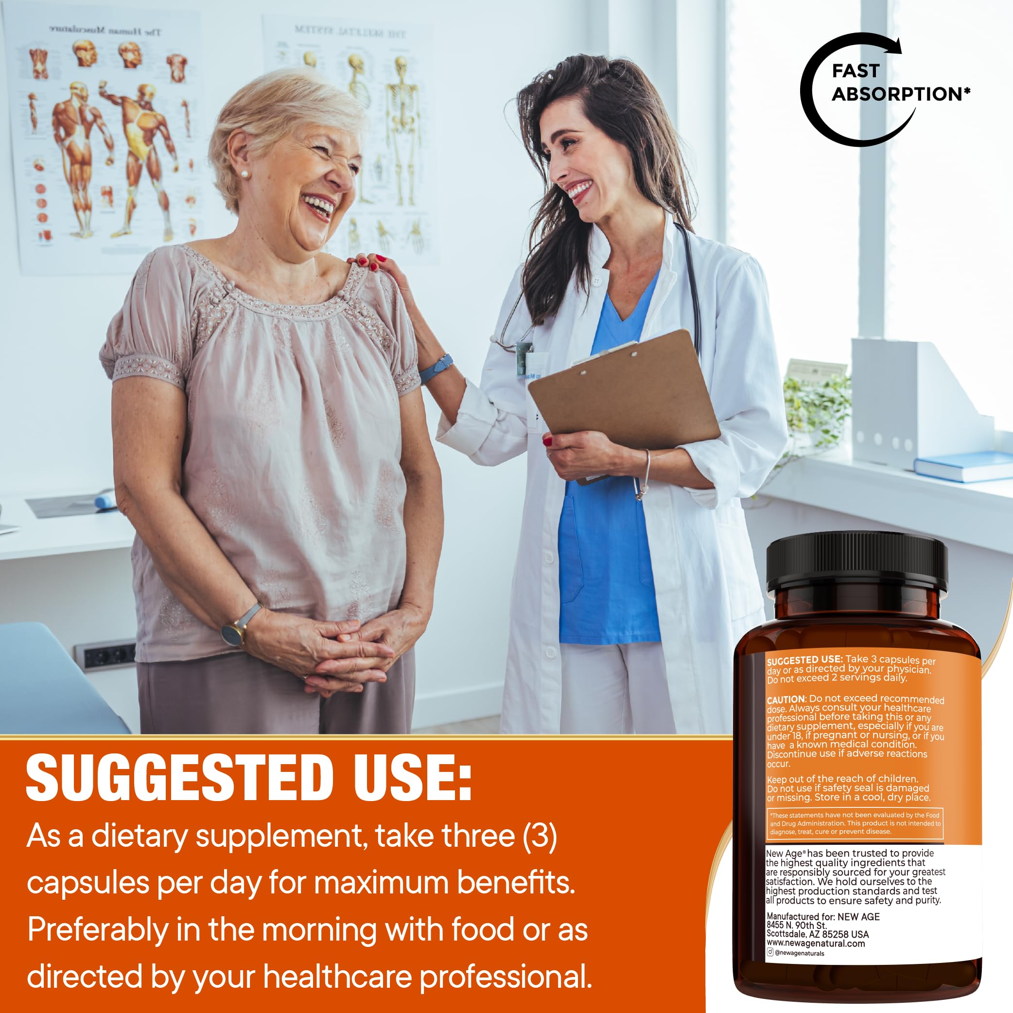 NEW AGE Turmeric Curcumin Capsules dispense simple pour for daily use