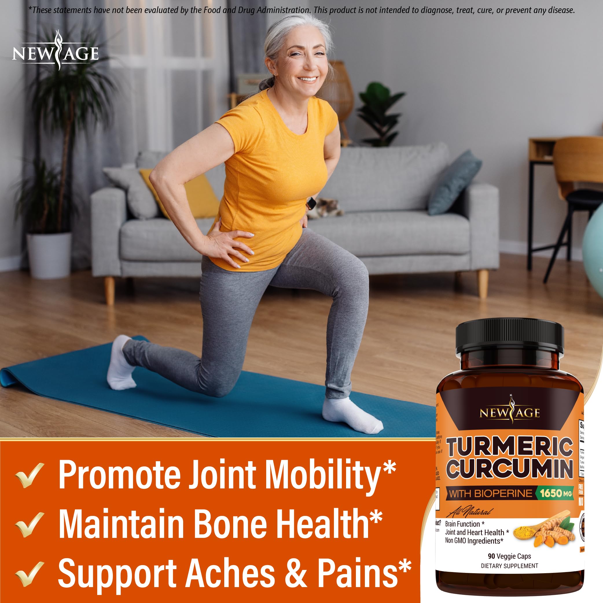 NEW AGE Turmeric Curcumin Capsules label closeup standardized curcuminoids for color quality