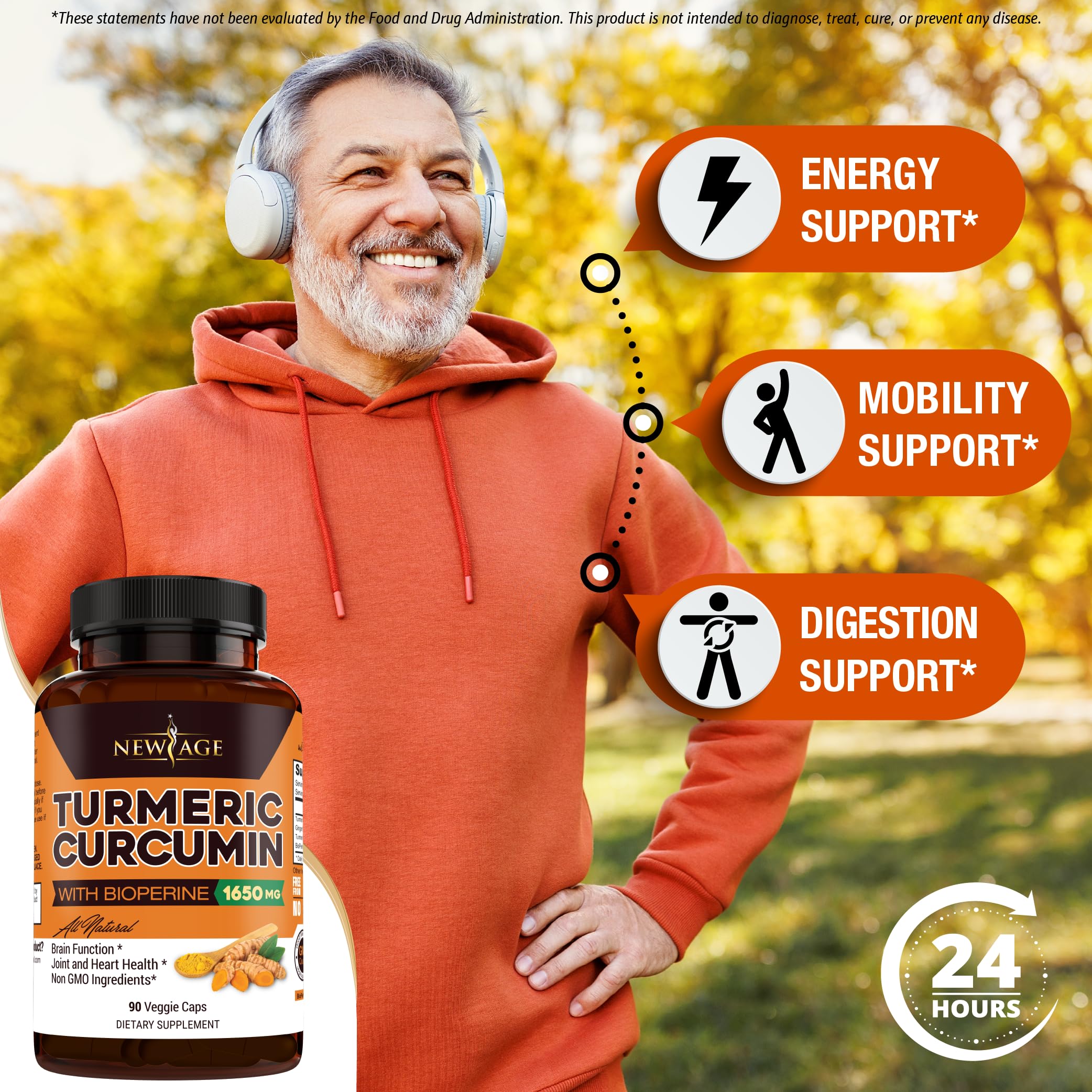 NEW AGE Turmeric Curcumin Capsules packaging box set of two bottles for value