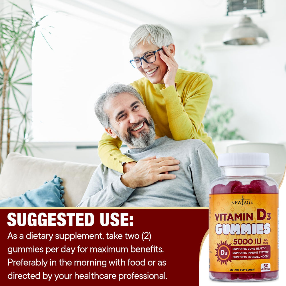 NEW AGE Vitamin D3 gummies made in USA in a certified lab