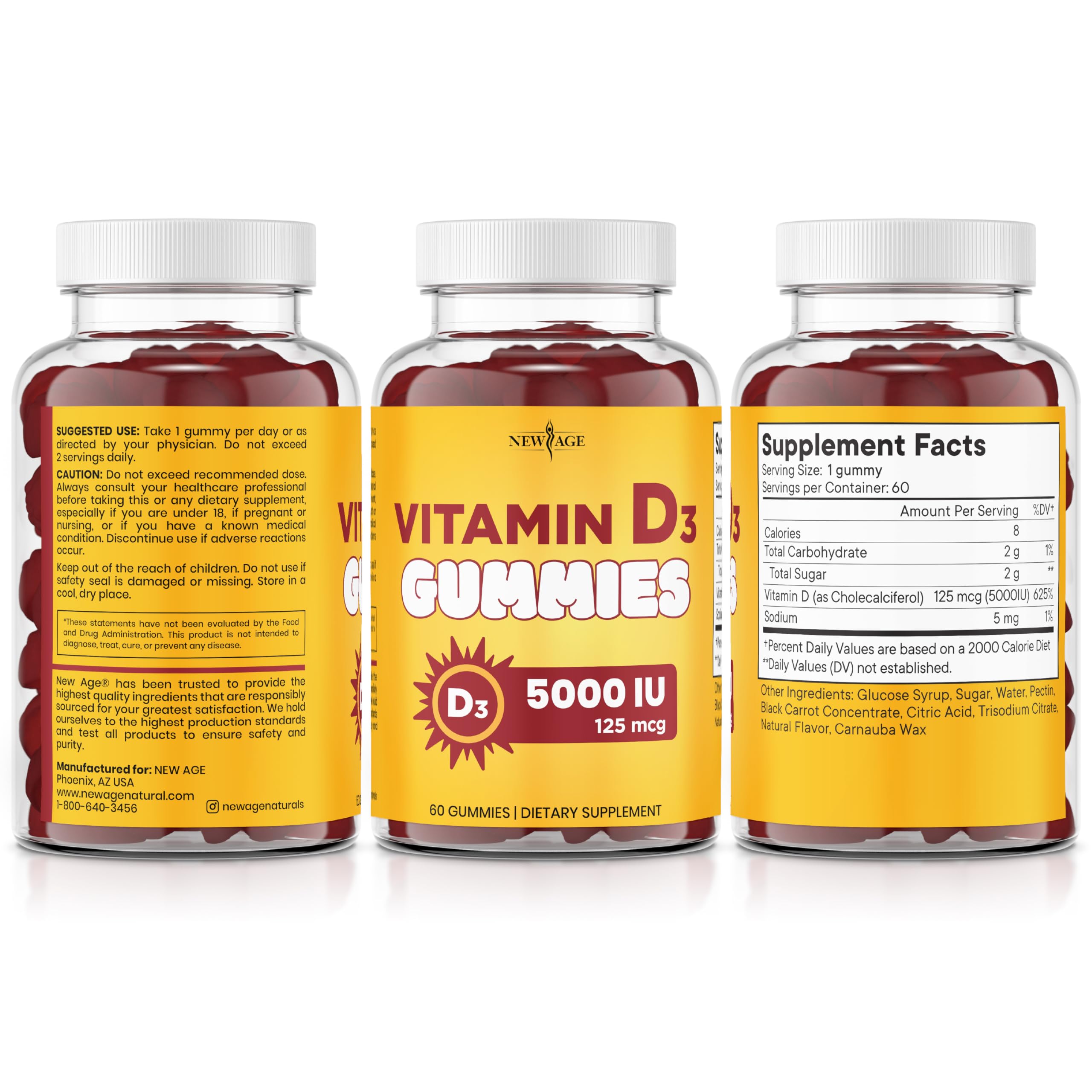 NEW AGE Vitamin D3 gummies third-party tested for purity and potency