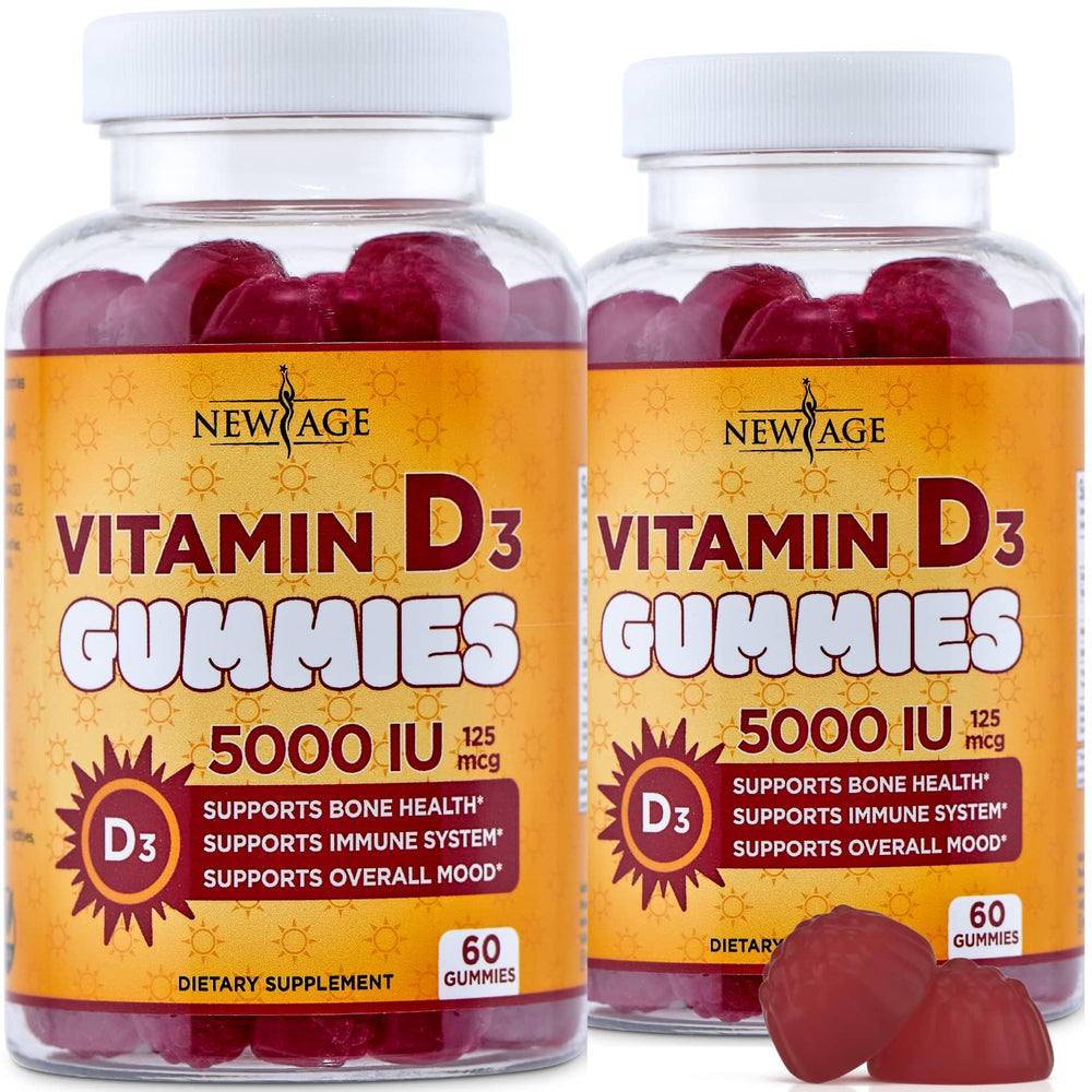 NEW AGE Vitamin D3 gummies bottle signals high-potency immune support