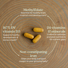 New Chapter Advanced Perfect Prenatal label detail highlighting organic ingredients and certifications