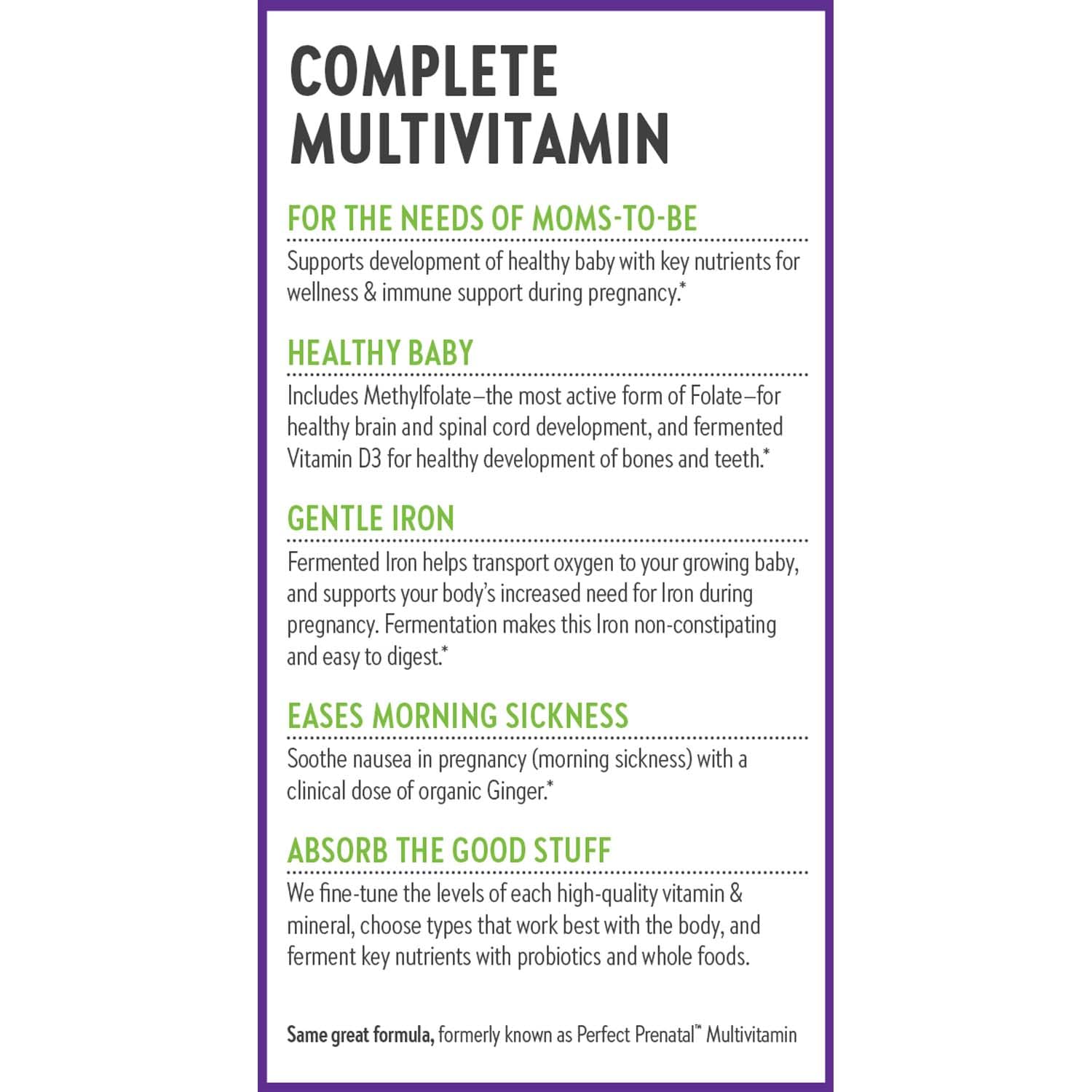 New Chapter Advanced Prenatal nutrition panel image showing ingredients.