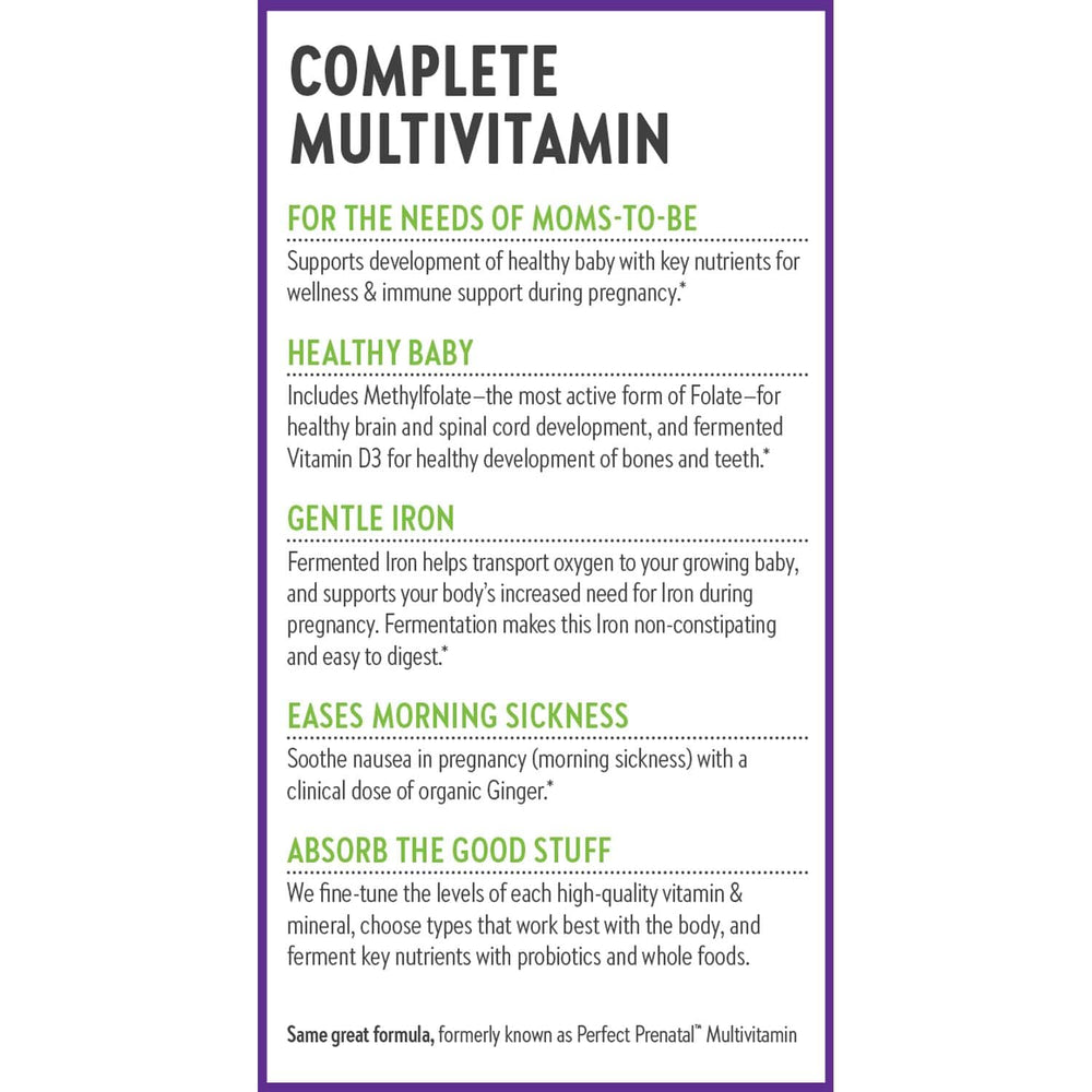 New Chapter Advanced Prenatal nutrition panel image showing ingredients.