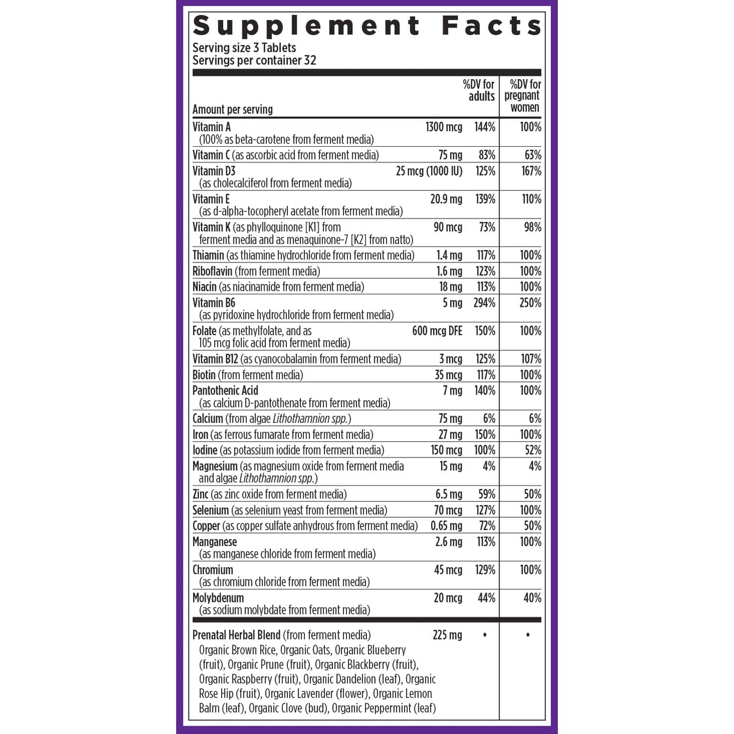 New Chapter Advanced Prenatal vitamin D3 for immune and bone support.