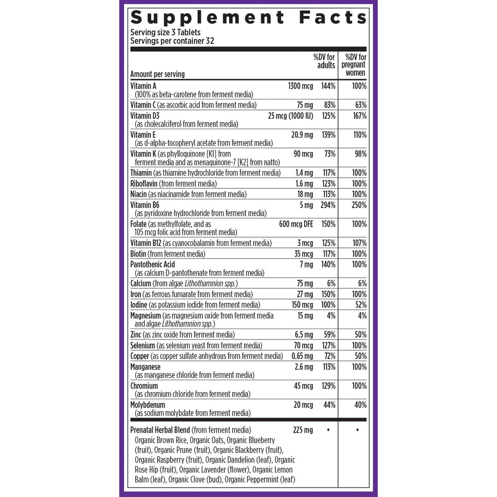 New Chapter Advanced Prenatal vitamin D3 for immune and bone support.