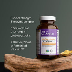 New Chapter All-Flora fermented Vitamin B12 bottle supports breakdown of fats and proteins.