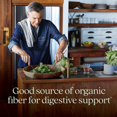 New Chapter All-Flora bottle pour demonstrates easy daily fiber intake.