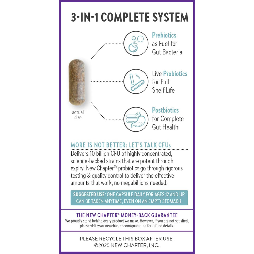 New Chapter All-Flora Probiotic dairy-free label highlights vegan formula.
