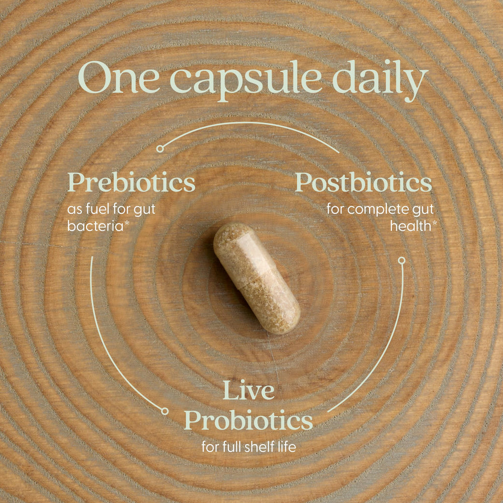 New Chapter All-Flora Probiotic packaging close-up emphasizing quality and identity DNA testing.