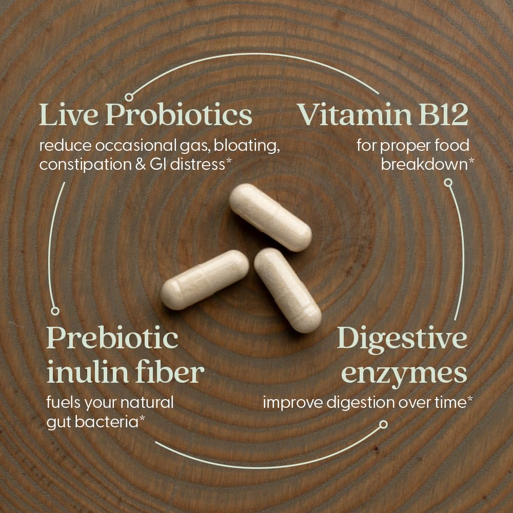 New Chapter All-Flora ultra-concentrated probiotics bottle suggests support for gas relief.