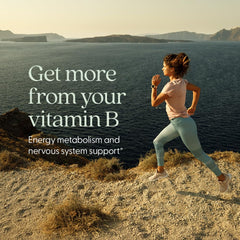 Close-up of New Chapter B Complex capsules highlighting easy daily use.