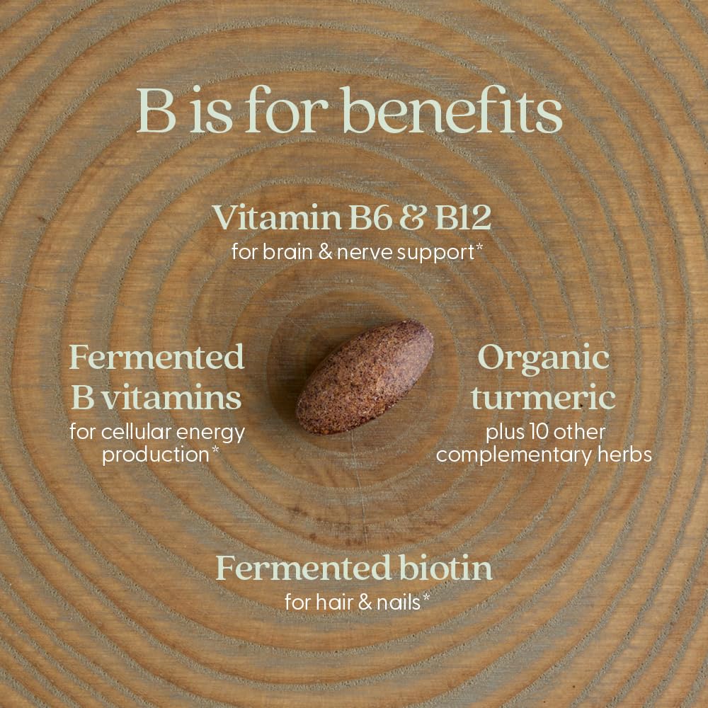 New Chapter B Complex turmeric and maca blend showcased for natural energy.