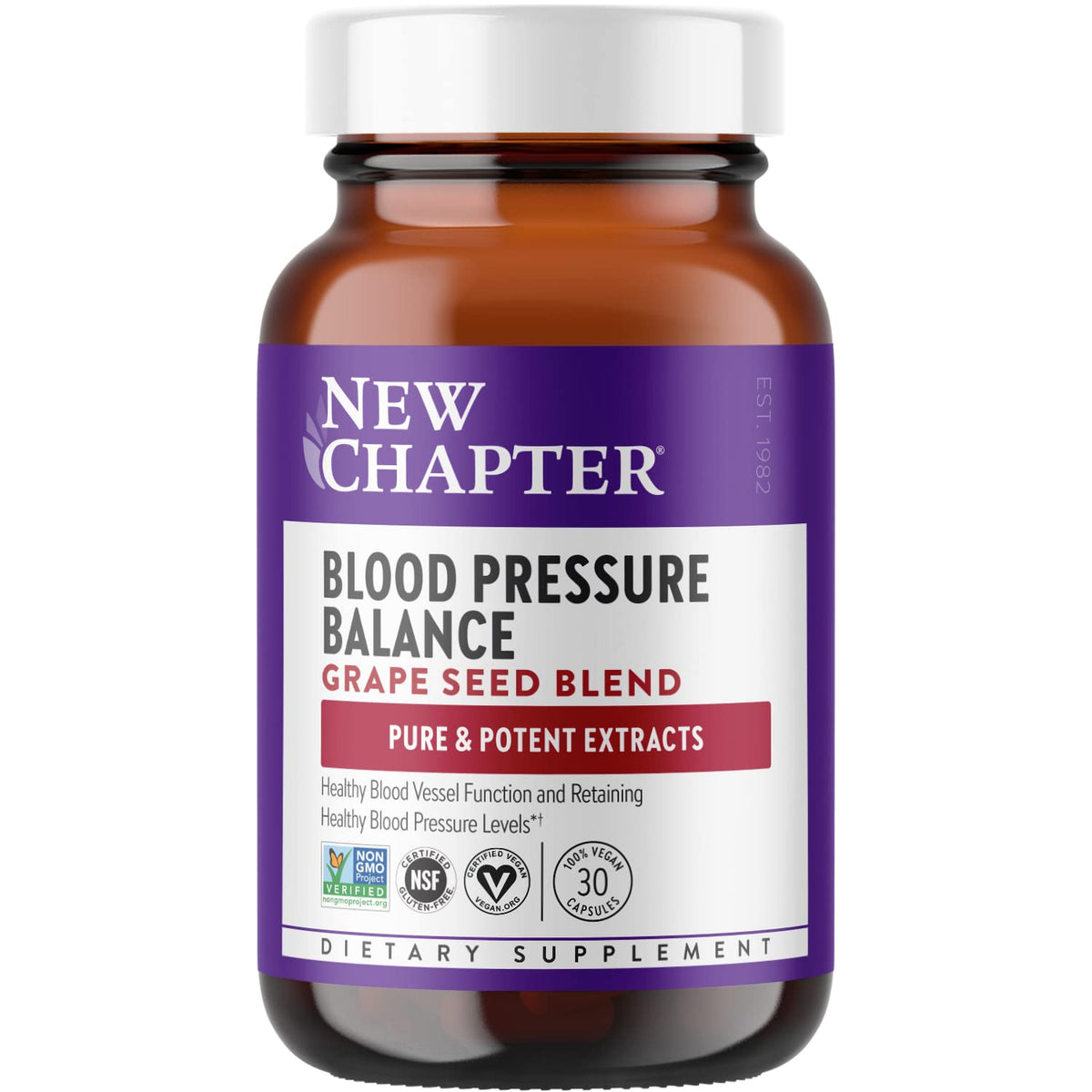 New Chapter Blood Pressure Take Care bottle front view with organic ingredients for daily balance
