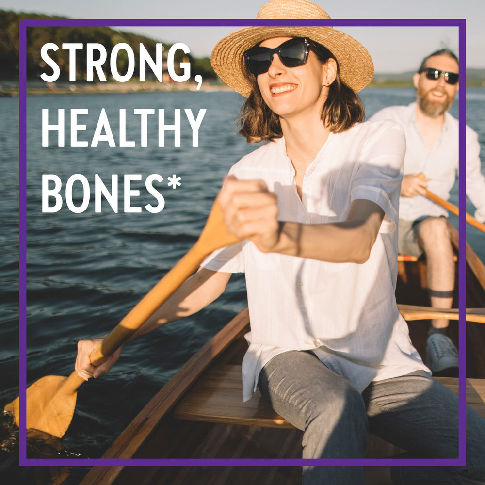 New Chapter Calcium with D3 and K2 illustrating enhanced calcium delivery to bones