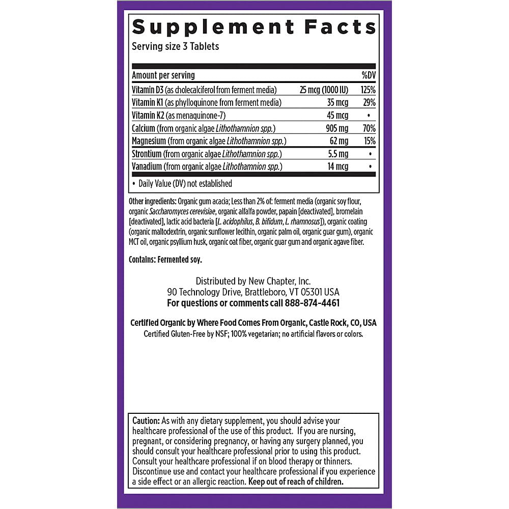 New Chapter packaging highlights USDA Organic plant-based calcium from red marine algae