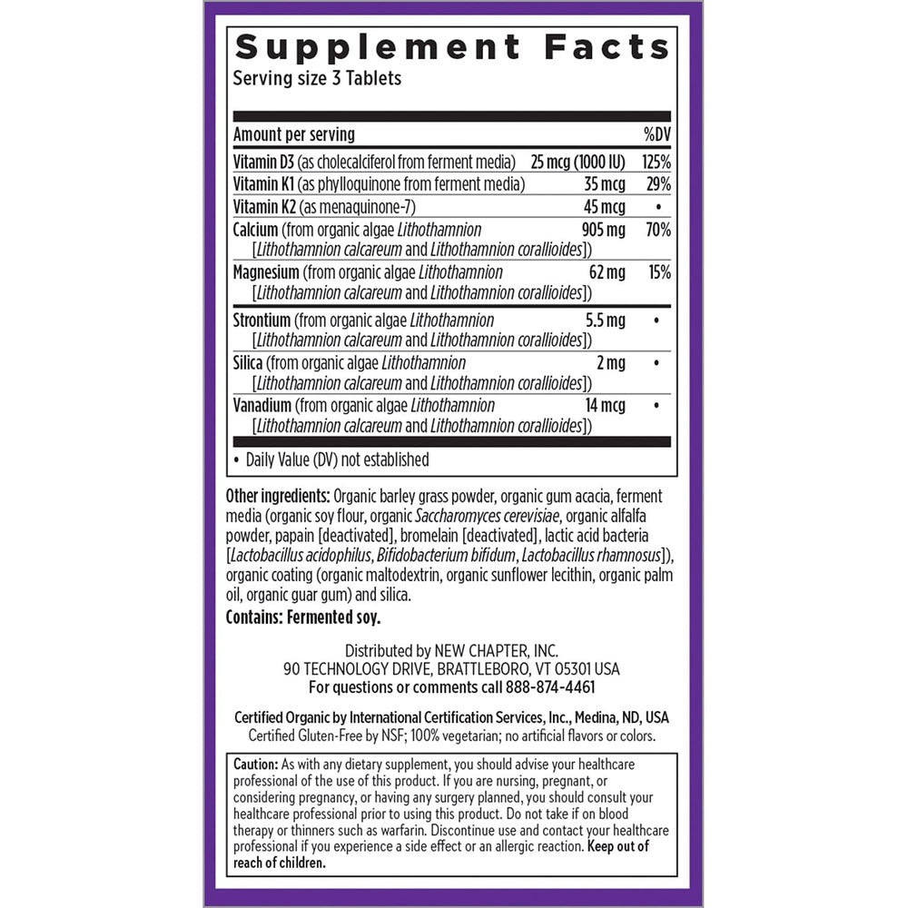 New Chapter Calcium tablets being swallowed, slim and easy-to-swallow for daily use