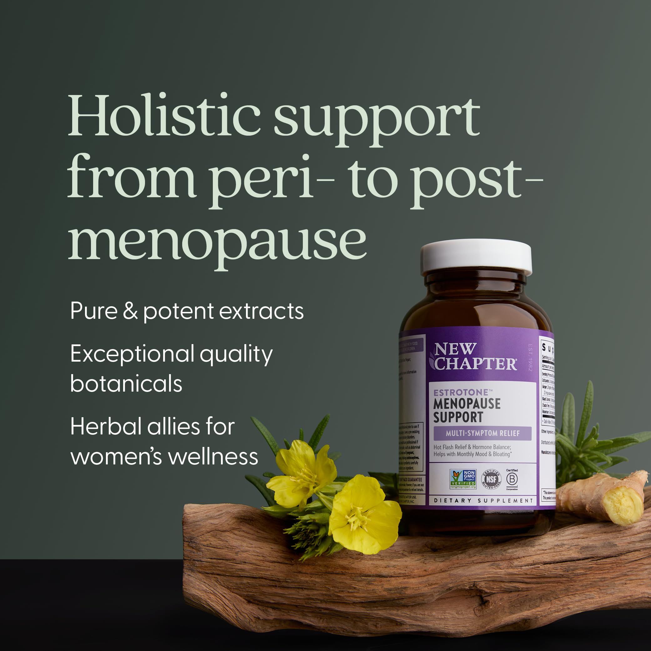 New Chapter Estrotone label detail confirms no added hormones