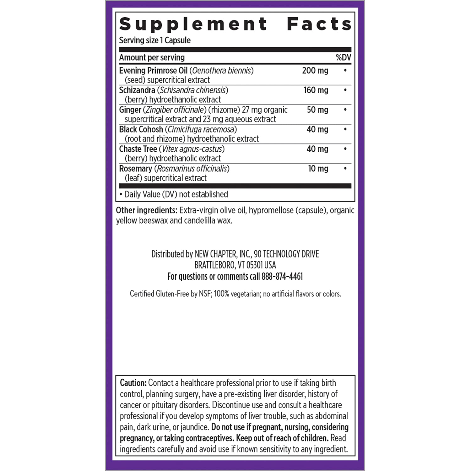 New Chapter Estrotone label shows NSF gluten-free certification and vegetarian formula.