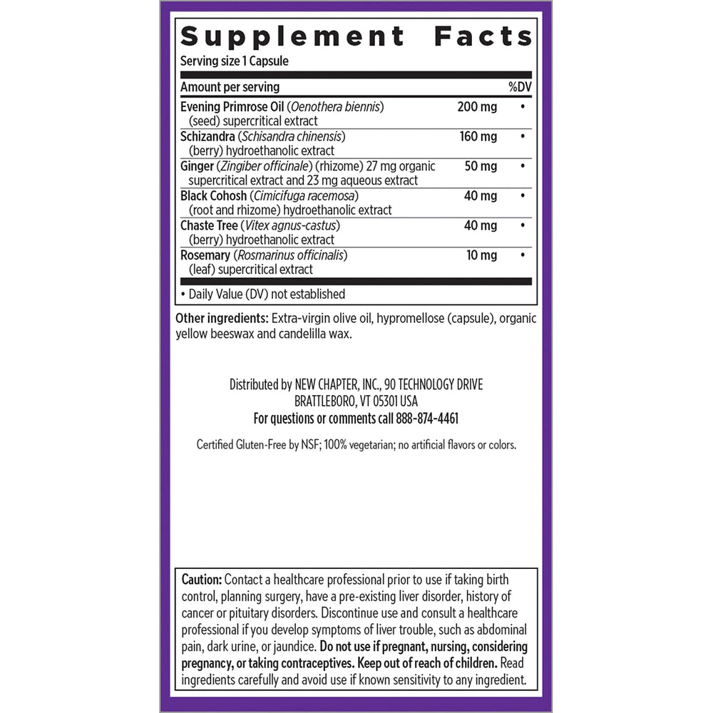 New Chapter Estrotone label shows NSF gluten-free certification and vegetarian formula.
