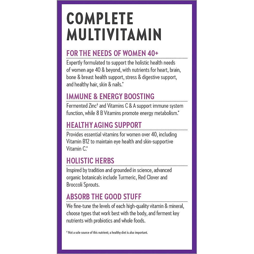 New Chapter Every Woman's 40+ gentle digestion supports comfortable daily use.