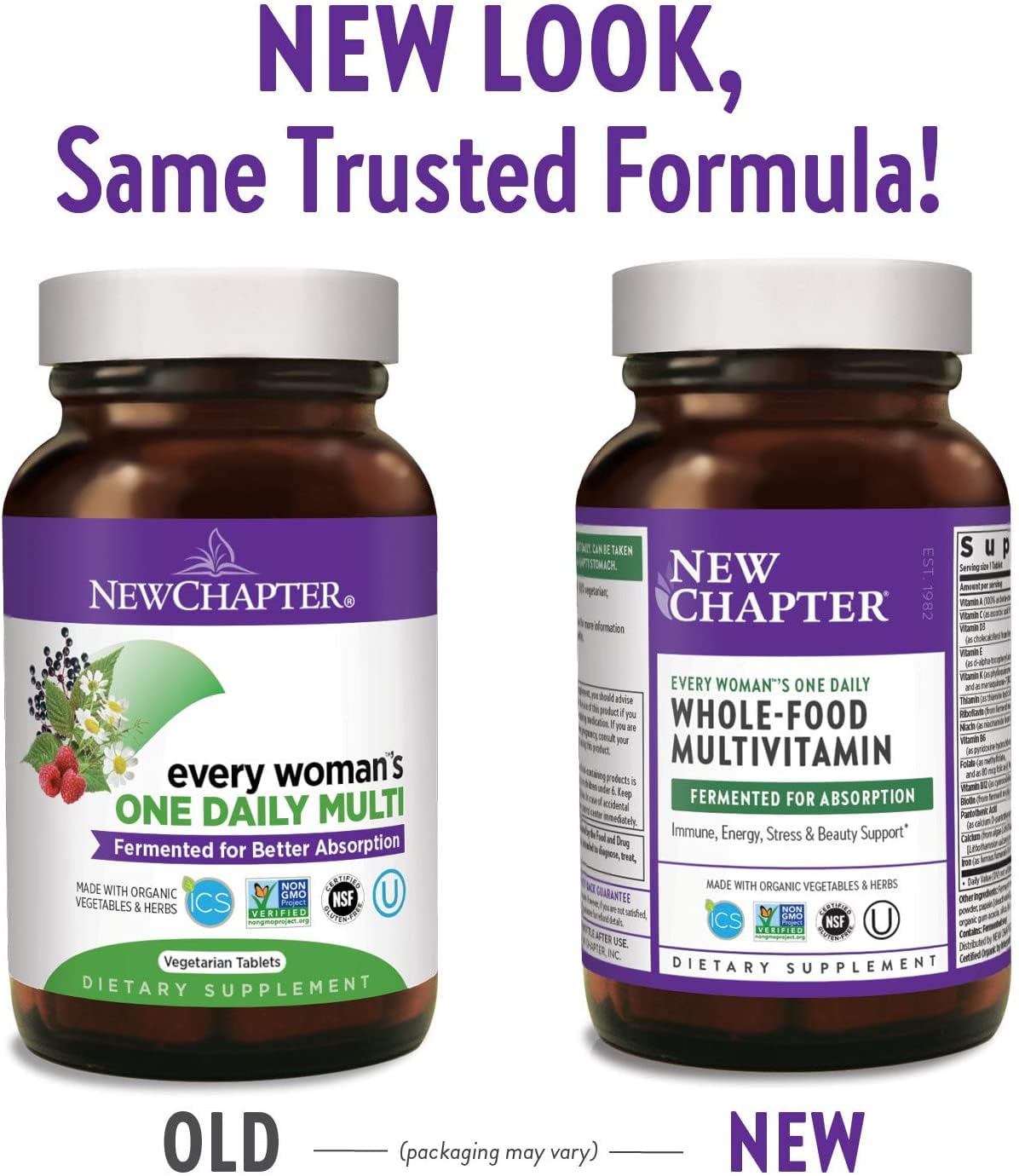 New Chapter Every Woman's One Daily tablets arranged, simple daily support for energy and immune health