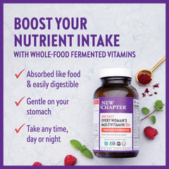 New Chapter Every Women's One Daily 55-plus fermentation demonstrates probiotic digestion-friendly benefits