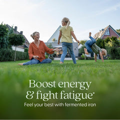 New Chapter Iron Supplement close-up of ingredients highlighting fermented nutrients.