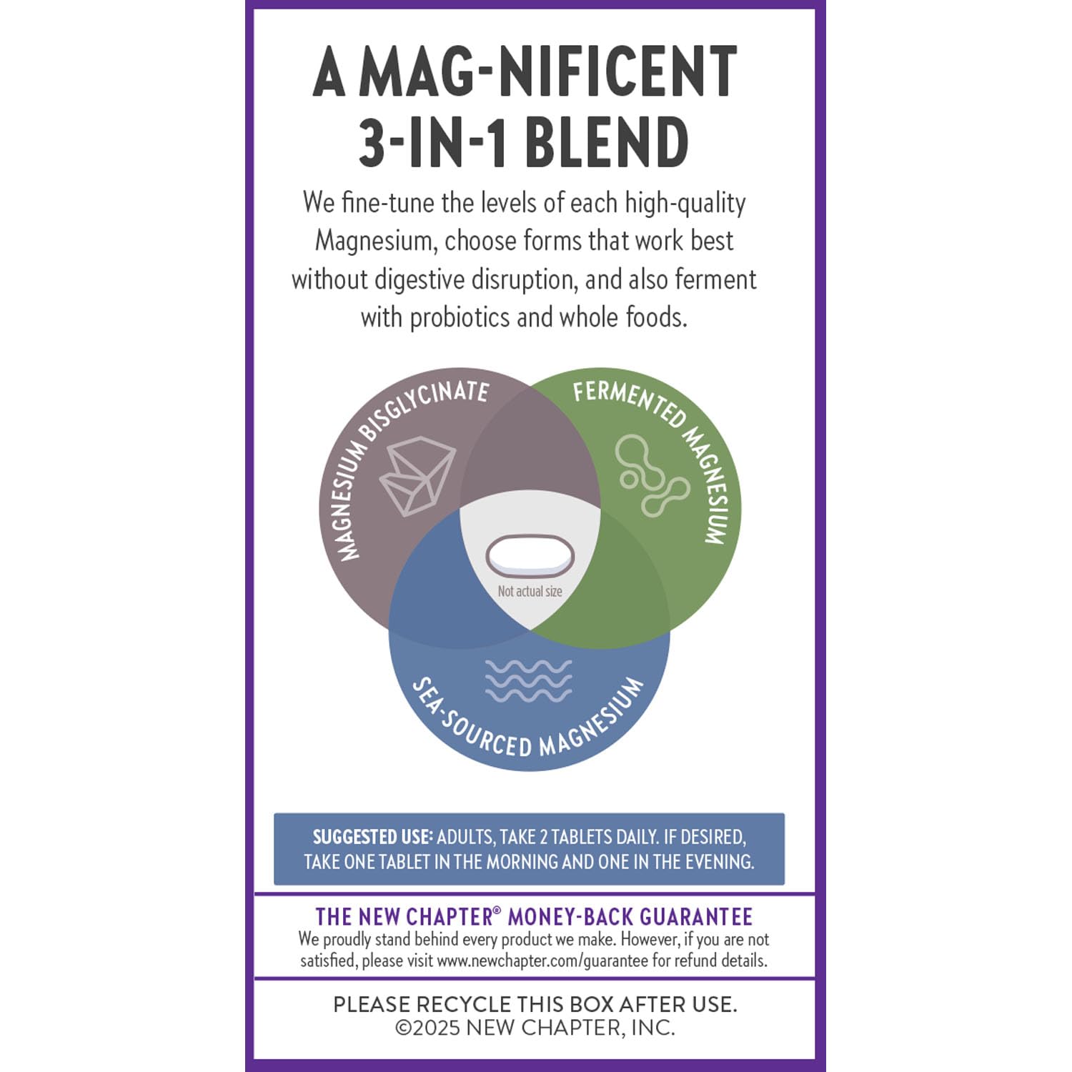 New Chapter Magnesium Complex packaging with certifications showcases quality standards