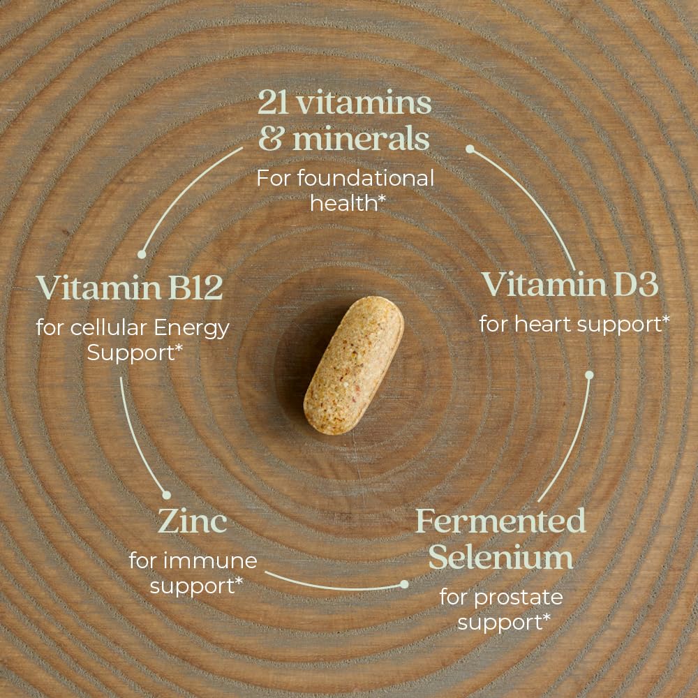 New Chapter Men’s Multivitamin label detail highlighting whole-food fermented nutrients