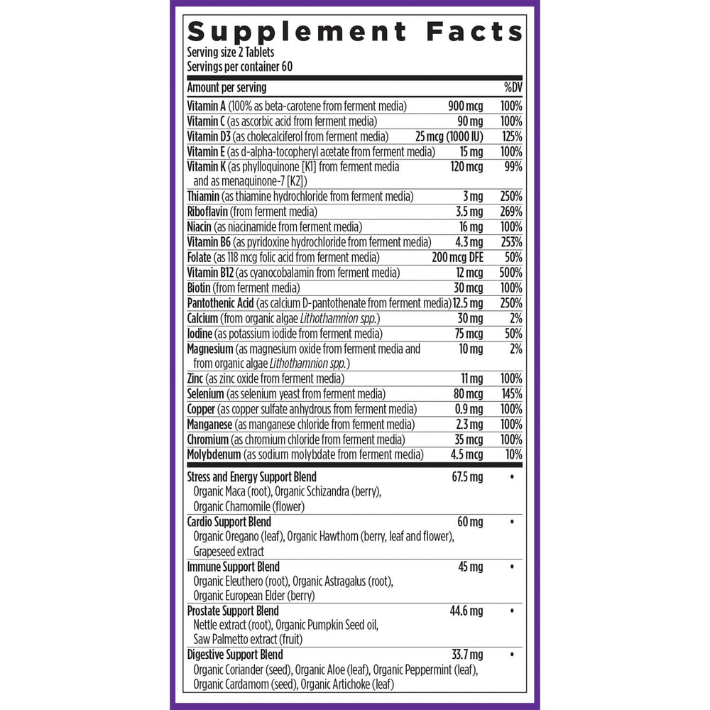 New Chapter Men's Multivitamin being poured into a glass to illustrate convenience.